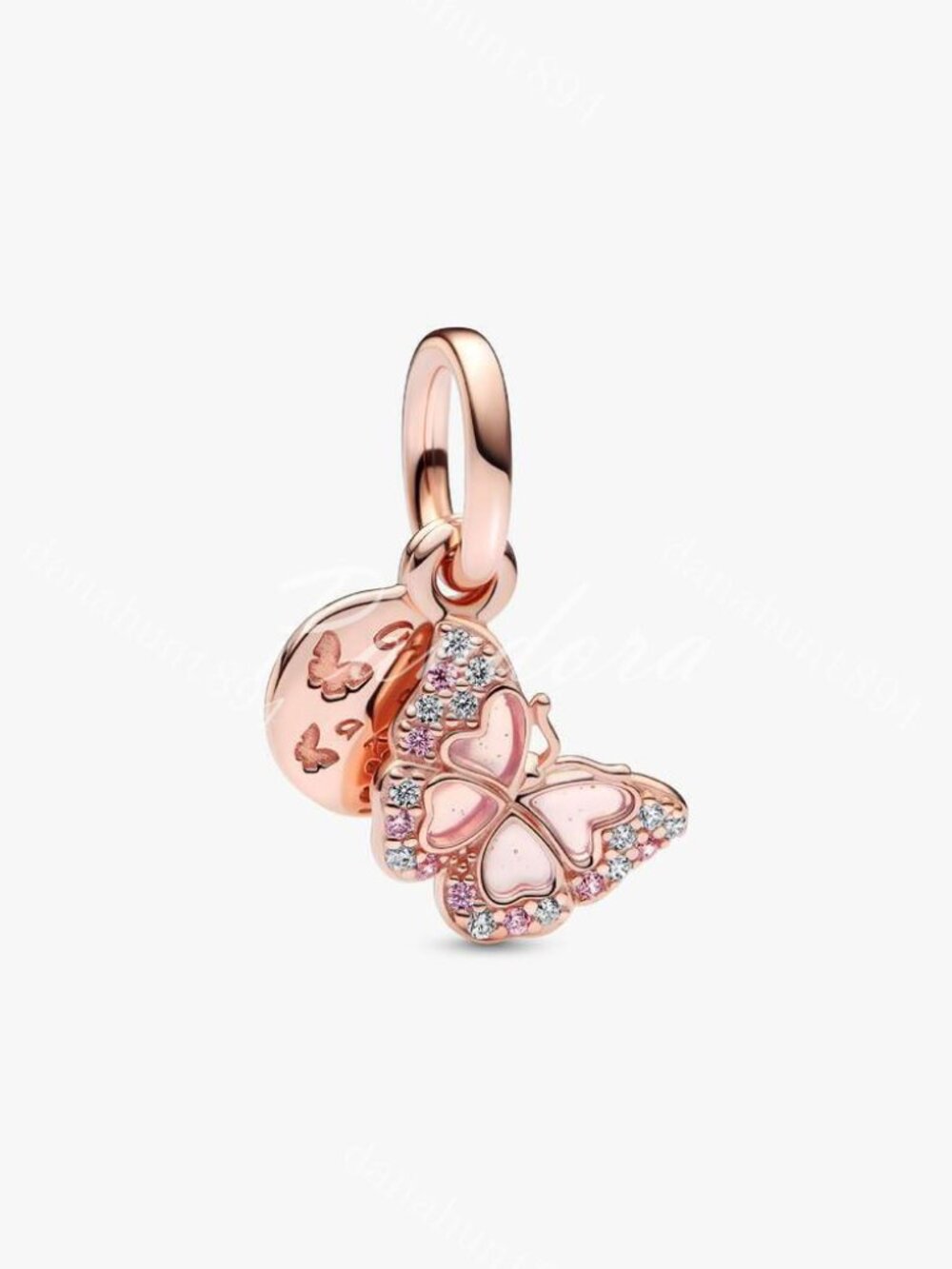 Pandora Pink Butterfly & Quote Double Dangle Charm